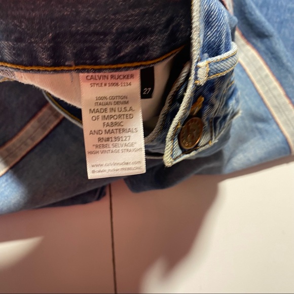 Calvin Rucker Rebel Selvage High Vintage Straight 100% Cotton Raw Hem Jeans 27 - Picture 12 of 15